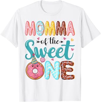 Momma Of The Sweet One 1st Birthday Girl Donut Party T-Shirt