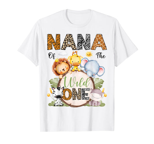 Nana Of The Wild One 1St Birthday Boy Safari Animals T-Shirt