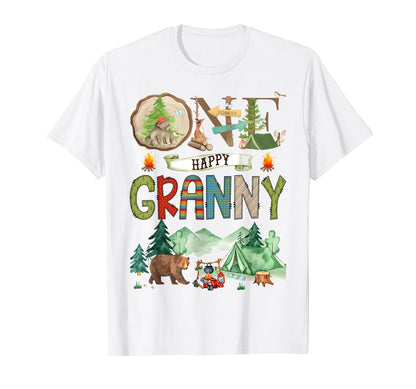 One Happy Granny Camper 1St Birthday Camping Bear T-Shirt