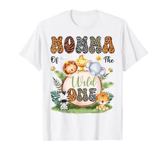 Momma Of The Wild One Safari Jungle 1St Birthday Boy T-Shirt