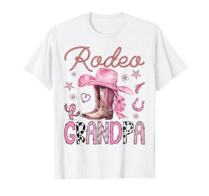 Rodeo Grandpa Pink CowGirl Coquette Boots Birthday Girl T-Shirt