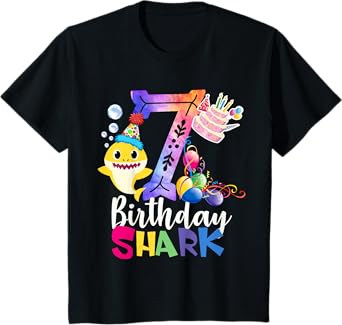 Best 7th Birthday Gift - 7th Birthday Shark Baby Cute T-Shirt