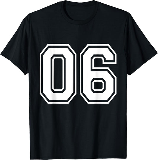 Number 06 Varsity Sports Team Jersey 6th Birthday 6 Years T-Shirt