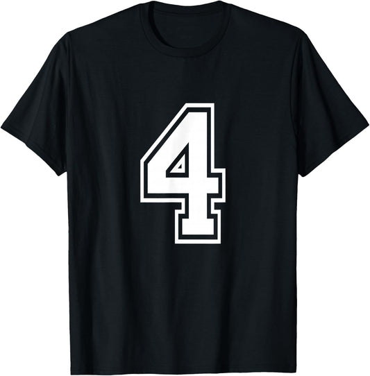 Number 4 Front + Back Varsity Sports Team 4rd Birthday T-Shirt