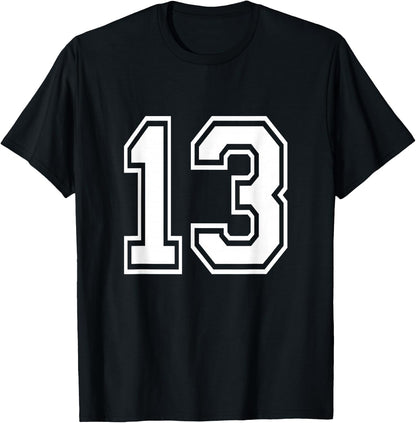 Number 13 Varsity Sports Team Jersey 13th Birthday 13 Years T-Shirt