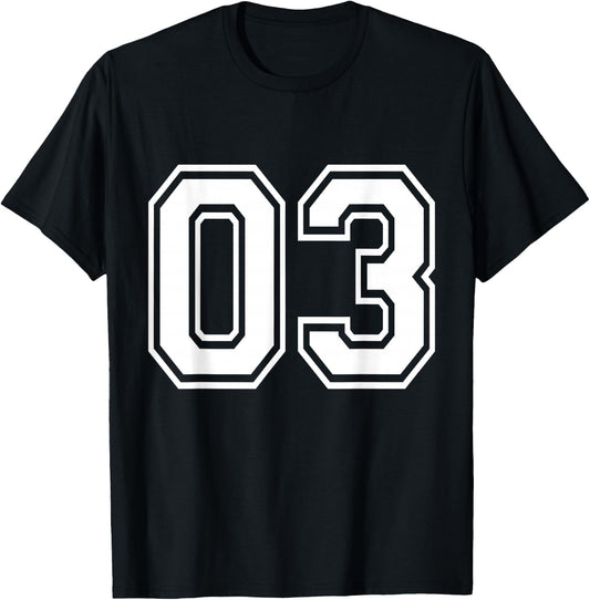 Number 03 Varsity Sports Team Jersey 3rd Birthday 3 Years T-Shirt