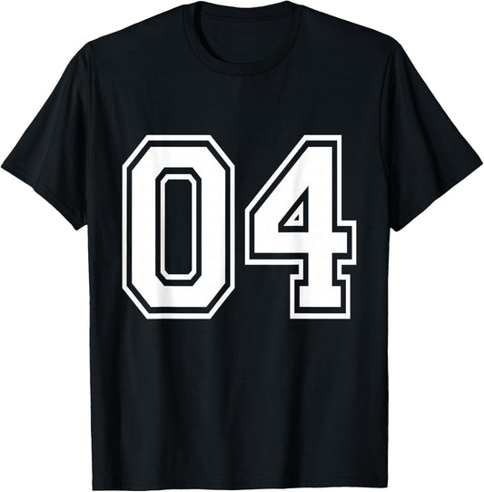 Number 04 Varsity Sports Team Jersey 4th Birthday 4 Years T-Shirt