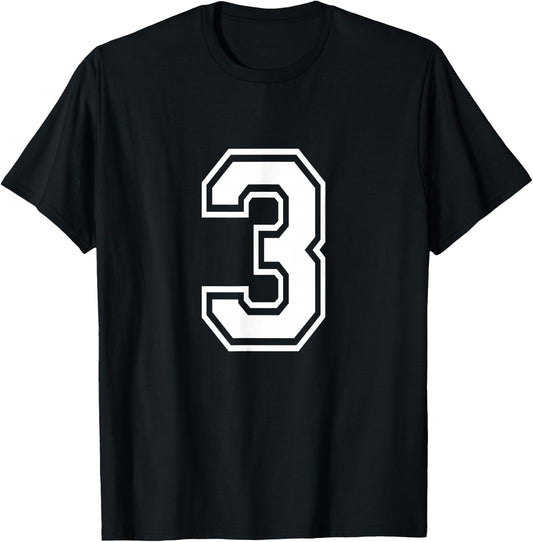 Number 3 Varsity Sports Team Jersey 3rd Birthday 3 Years T-Shirt