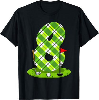 Golf Birthday Shirt For Kids 8th Birthday Party Golfer T-Shirt