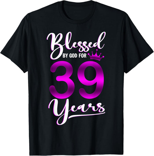 Vintage Blessed by God For 39 Years Old Happy 39th Birthday T-Shirt
