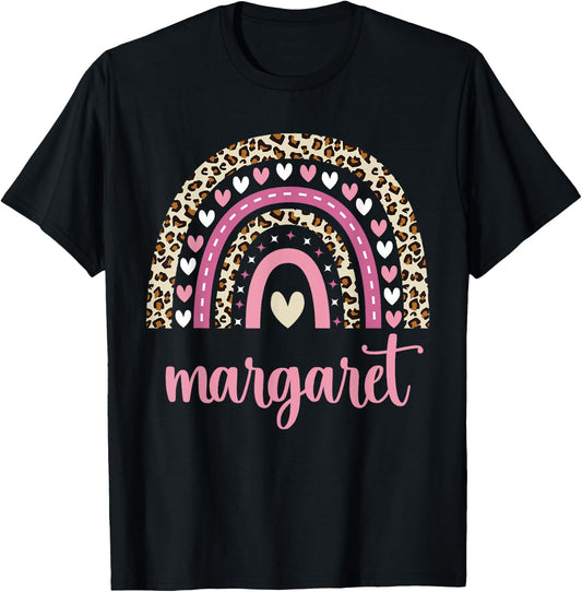 Margaret Rainbow Leopard Personalized Margaret Birthday T-Shirt