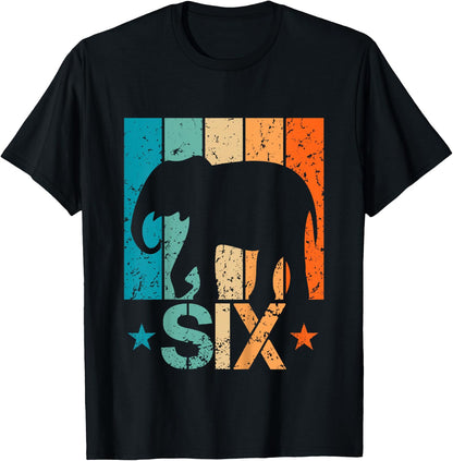 Funny 6th Elephant Birthday 6 Year Old Birthday Elephant T-Shirt
