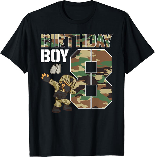 8 Year Old Boy Military Army 8th Birthday Boy T-Shirt