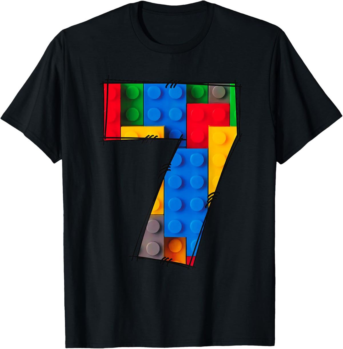 7 Years Old Blocks Building Master Builder 7th Birthday Kid T-Shirt