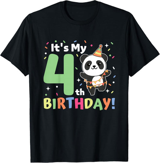 Panda 4th Birthday For Kids Four Year Old Panda T-Shirt