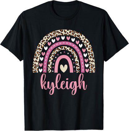 Kyleigh Rainbow Leopard Personalized Kyleigh Birthday T-Shirt