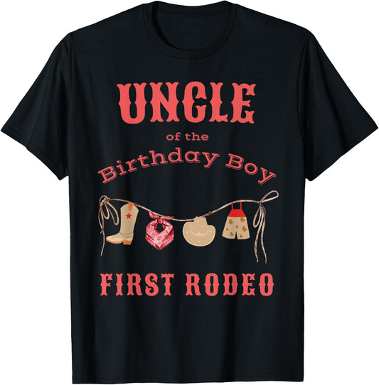 Uncle First Rodeo 1st Birthday Cowboy Family Matching T-Shirt