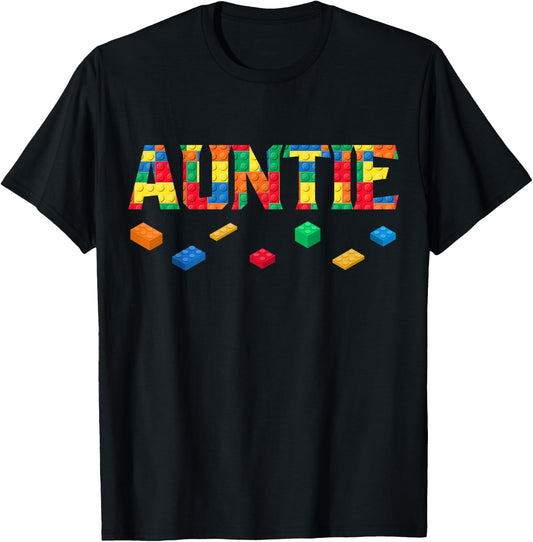Master Builder Auntie Birthday Boy Building Bricks Blocks T-Shirt