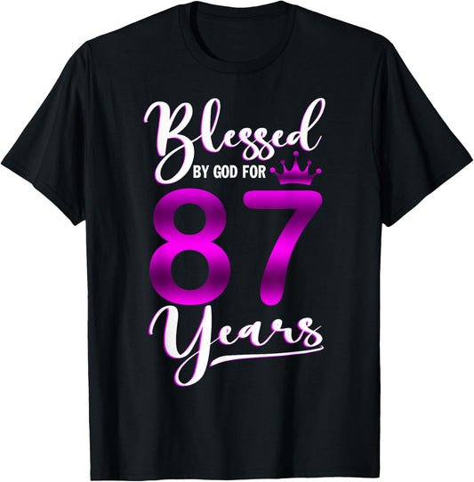 Vintage Blessed by God For 87 Years Old Happy 87th Birthday T-Shirt