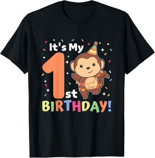 Monkey 1st Birthday For Kids One Year Old Monkey T-Shirt