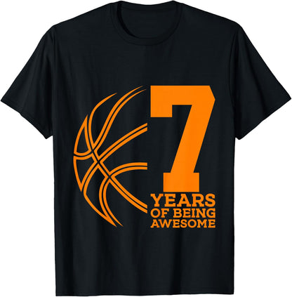7 Years of Being Awesome Basketball 7th Birthday T-Shirt
