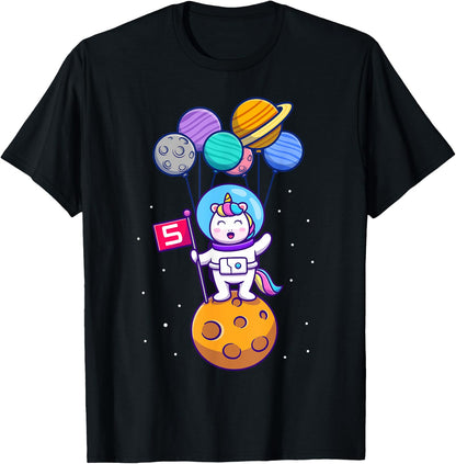 This Little Unicorn Astronaut is 5 for Birthday Girls T-Shirt