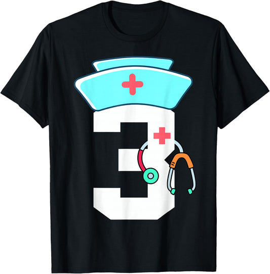 Toddler 3rd Birthday Nurse Doctor Themed Girl Kid 3 Year Old T-Shirt