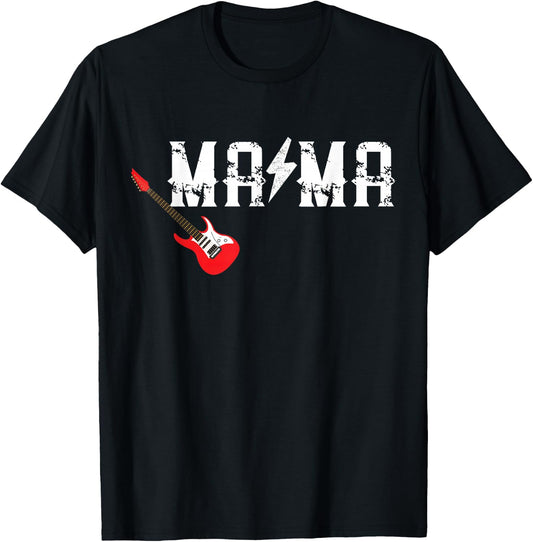 Mama Rockin One Birthday Family Matching Rock Guitar T-Shirt