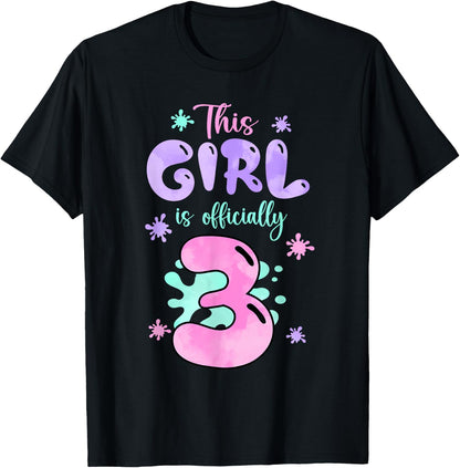 This Girl Is Officially 3 Year Old Slime Queen 3rd Birthday T-Shirt