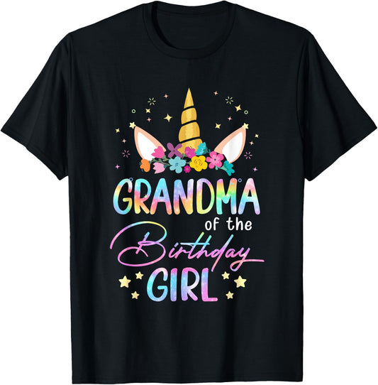 Unicorn Grandma Of The Birthday Girl Unicorn Flower Birthday T-Shirt