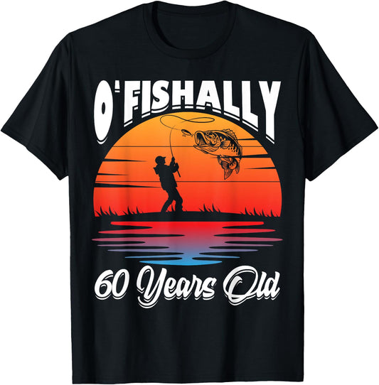 Ofishally 60 Years Old Fisherman 60th Birthday Party Fishing T-Shirt