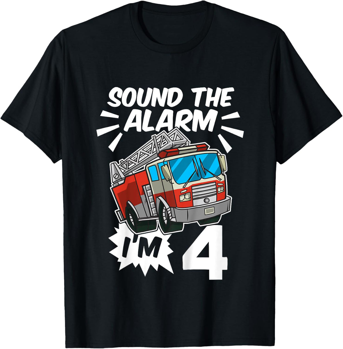 Kids Firefighter I'm 4 Birthday Fire Truck 4th birthday T-Shirt