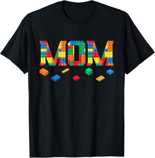 Master Builder Mom Birthday Boy Building Bricks Blocks Party T-Shirt