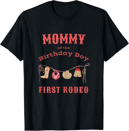 Mommy Mom First Rodeo 1st Birthday Cowboy Family Matching T-Shirt
