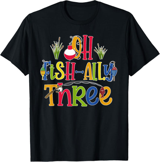 Oh Fish Ally Three Birthday Boy Outfit 3 Year Old 3rd Bday T-Shirt