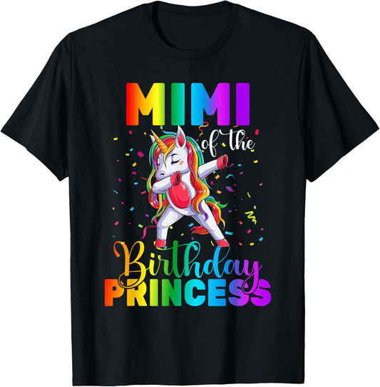 Mimi Of The Birthday Princess Dabbing Unicorn Birthday T-Shirt