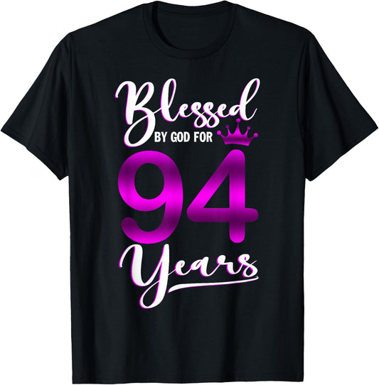 Vintage Blessed by God For 94 Years Old Happy 94th Birthday T-Shirt