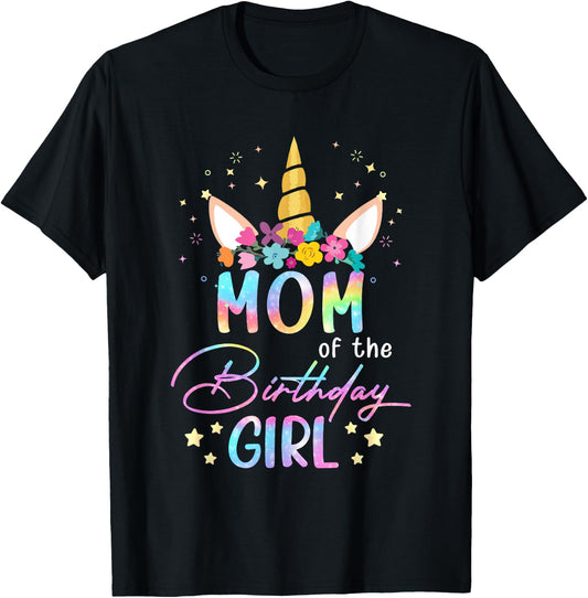 Unicorn Mom Of The Birthday Girl Unicorn Flower Birthday T-Shirt
