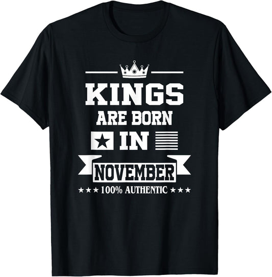 Men Kings Are Born In November Birthday T-Shirt