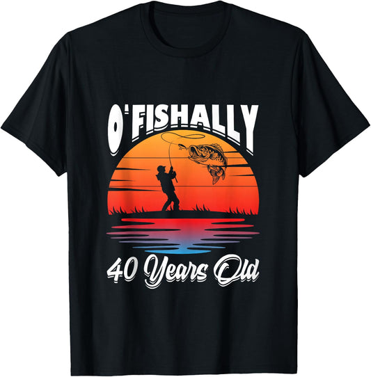 Ofishally 40 Years Old Fisherman 40th Birthday Party Fishing T-Shirt