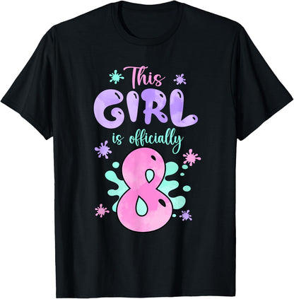This Girl Is Officially 8 Year Old Slime Queen 8th Birthday T-Shirt