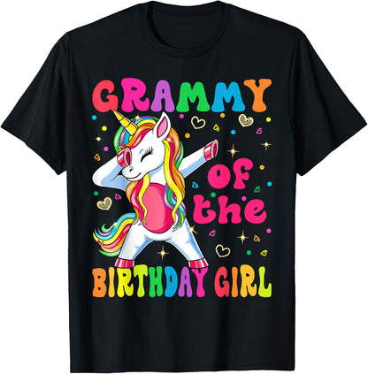 Grammy of the Birthday Princess Girl Dabbing Unicorn T-Shirt