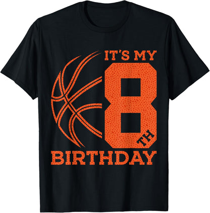 It's My 8th Birthday Basketball 8th Birthday T-Shirt