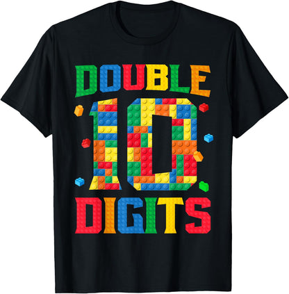 Master Builder 10th Birthday Boy 10 Bricks Ten Double Digits T-Shirt