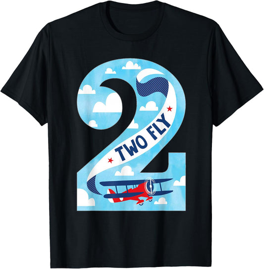 Two Fly 2 Years Old Birthday 2nd Bday Birthday Boy Airplane T-Shirt