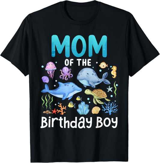 Mom Ocean Life Sea Aquarium Birthday Matching Family T-Shirt