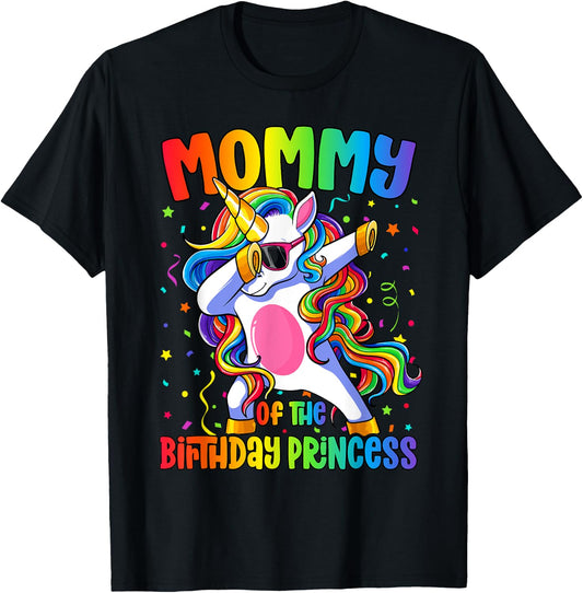 Mom of the Birthday Princess Shirt Dab Unicorn Mom T-Shirt