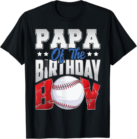 Papa Baseball birthday Boy Family Baller b-day Party T-Shirt