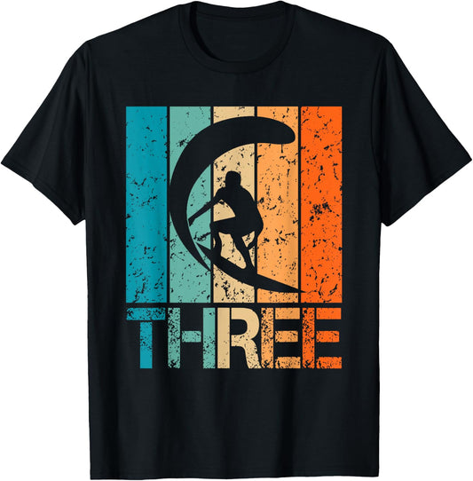 3rd Surfing Birthday 3 Year Old 3yr Boy Girl Birthday Surfer T-Shirt