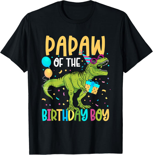 Papaw Of The Birthday Boy Family Matching Dinosaur Squad T-Shirt